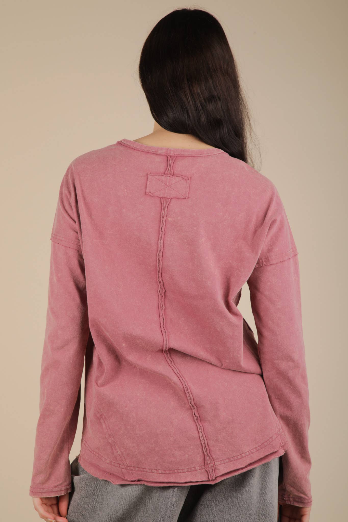 NT11817X-PLUS SIZE Mineral Washed Casual Knit Top