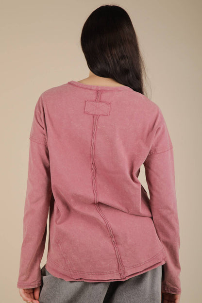 NT11817X-PLUS SIZE Mineral Washed Casual Knit Top