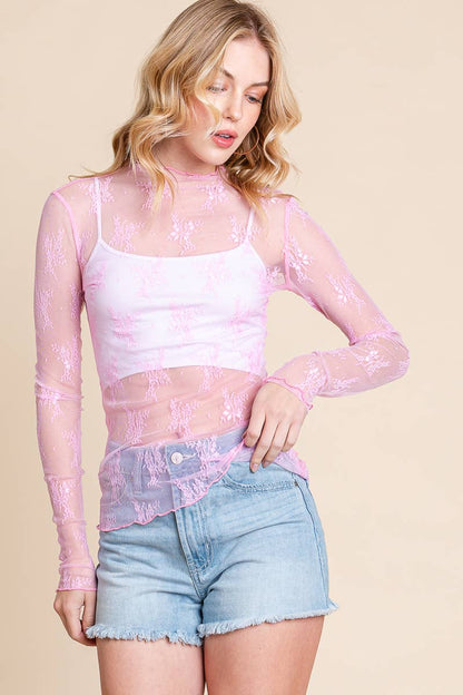 LONG SLEEVE FLORAL LACE TOP