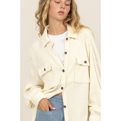 Waffle Oversized Button Up Shacket