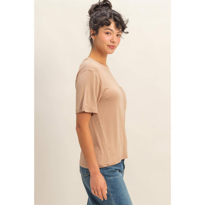 Classic Crew Neck Short Sleeve Pocket Top