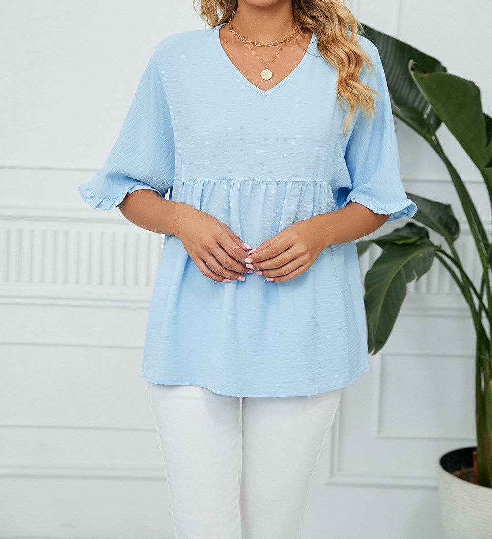 Textured Ruffled Gathered Top