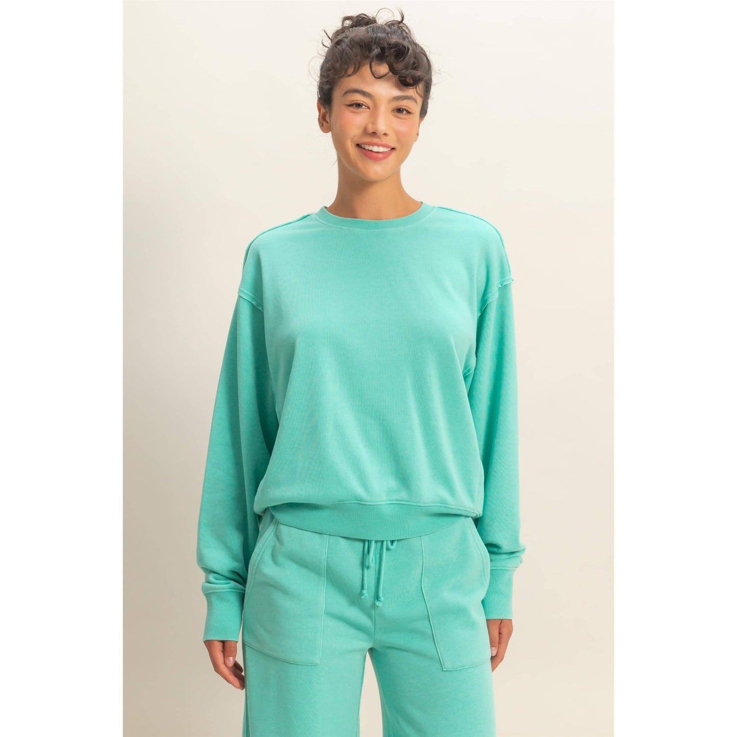 Raw Edge Detail Burnout Sweatshirt