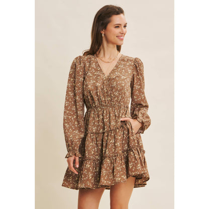 ROMANTIC FLORAL WRAP  DRESS WITH TIERED RUFFLES