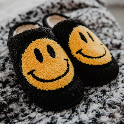 Happy Face Slippers (Black)