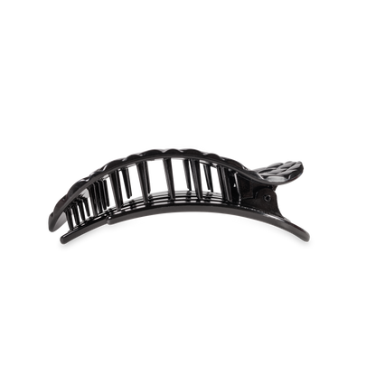 Flat Round Hair Clip | Medium | Jet Black Quilted