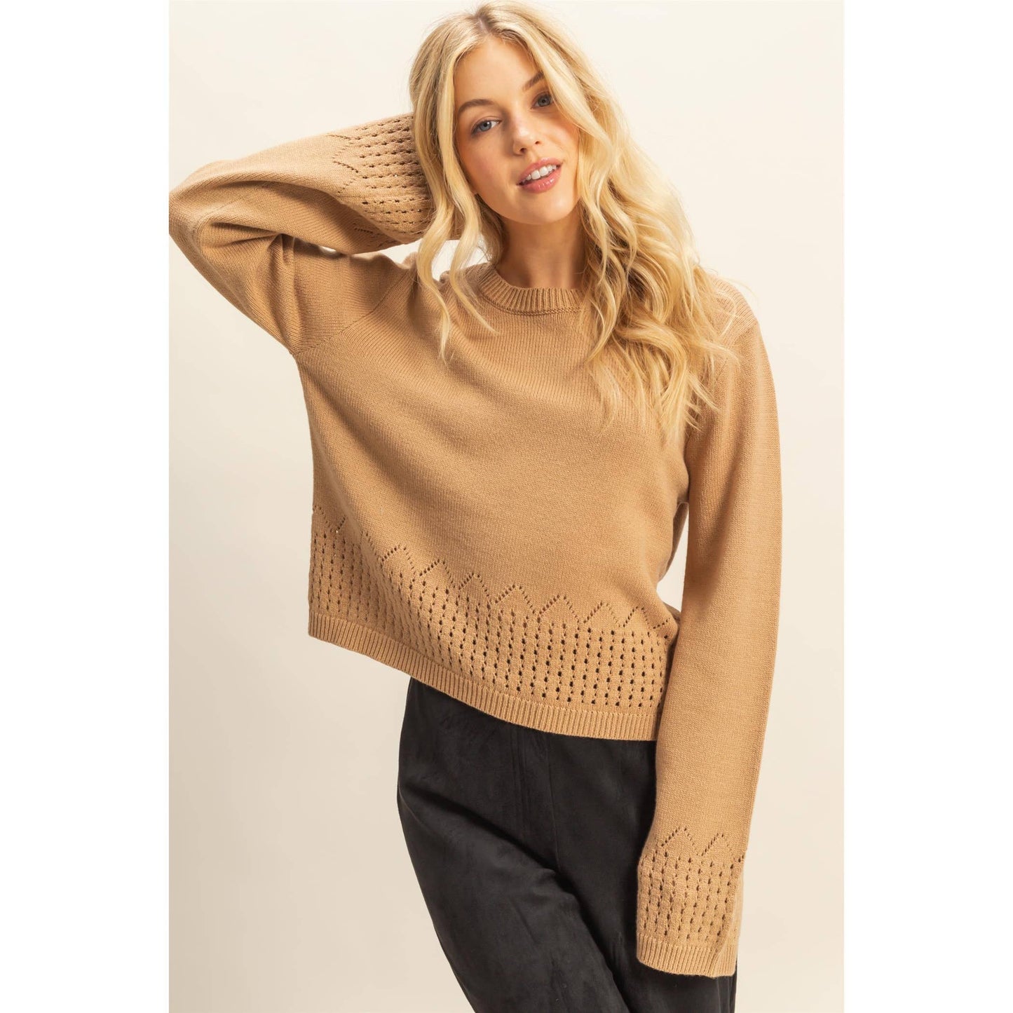 Betty Eyelet Detailed Long Sleeve Sweater
