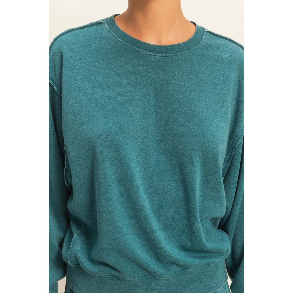 Raw Edge Detail Burnout Sweatshirt