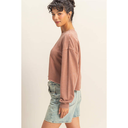 Mineral Washed Sweatshirt With Raw Hem