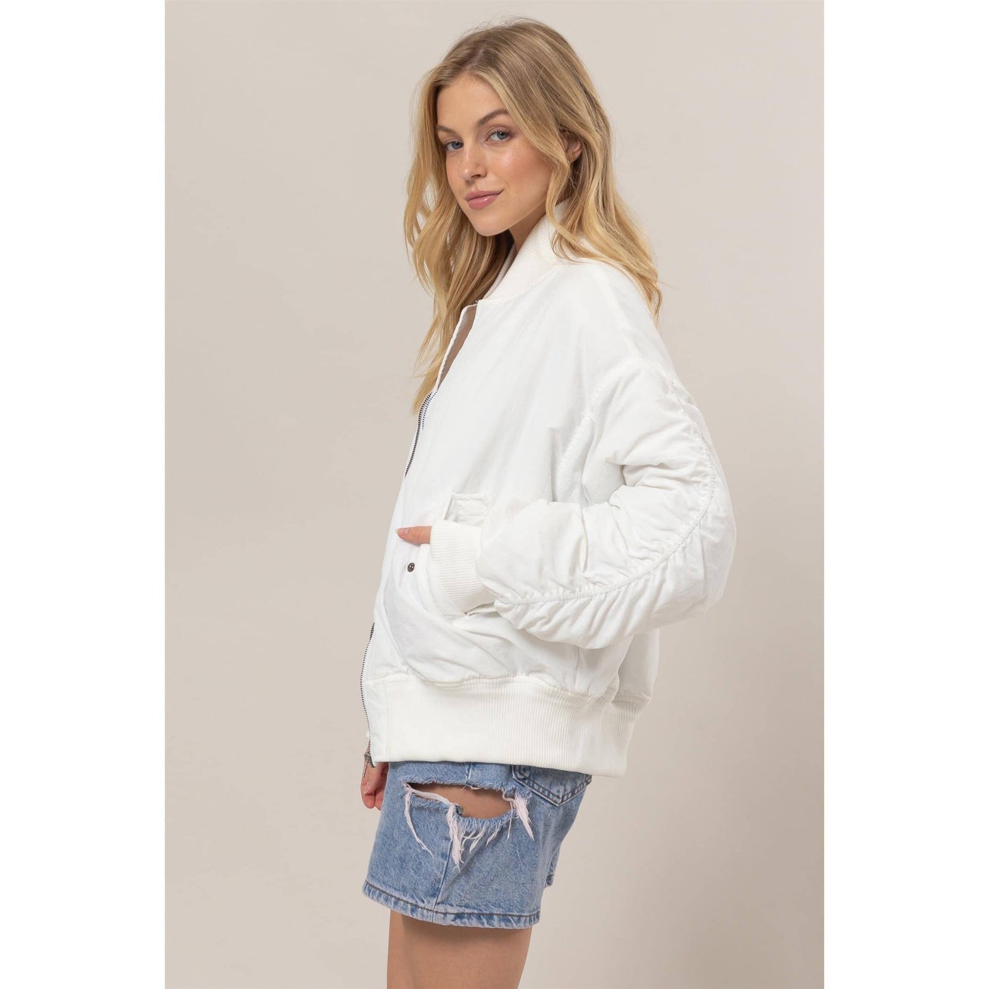 Oversized Bomber Puffer Jacket