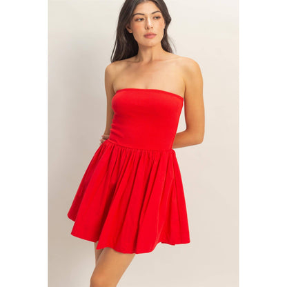 Strapless Flowy Mini Dress