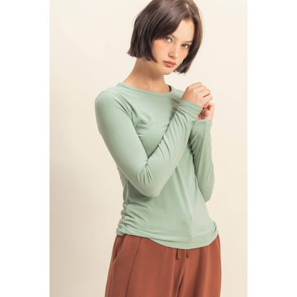 Basic Long Sleeve Crew Neck Top