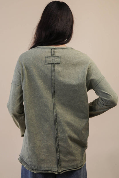 NT11817X-PLUS SIZE Mineral Washed Casual Knit Top
