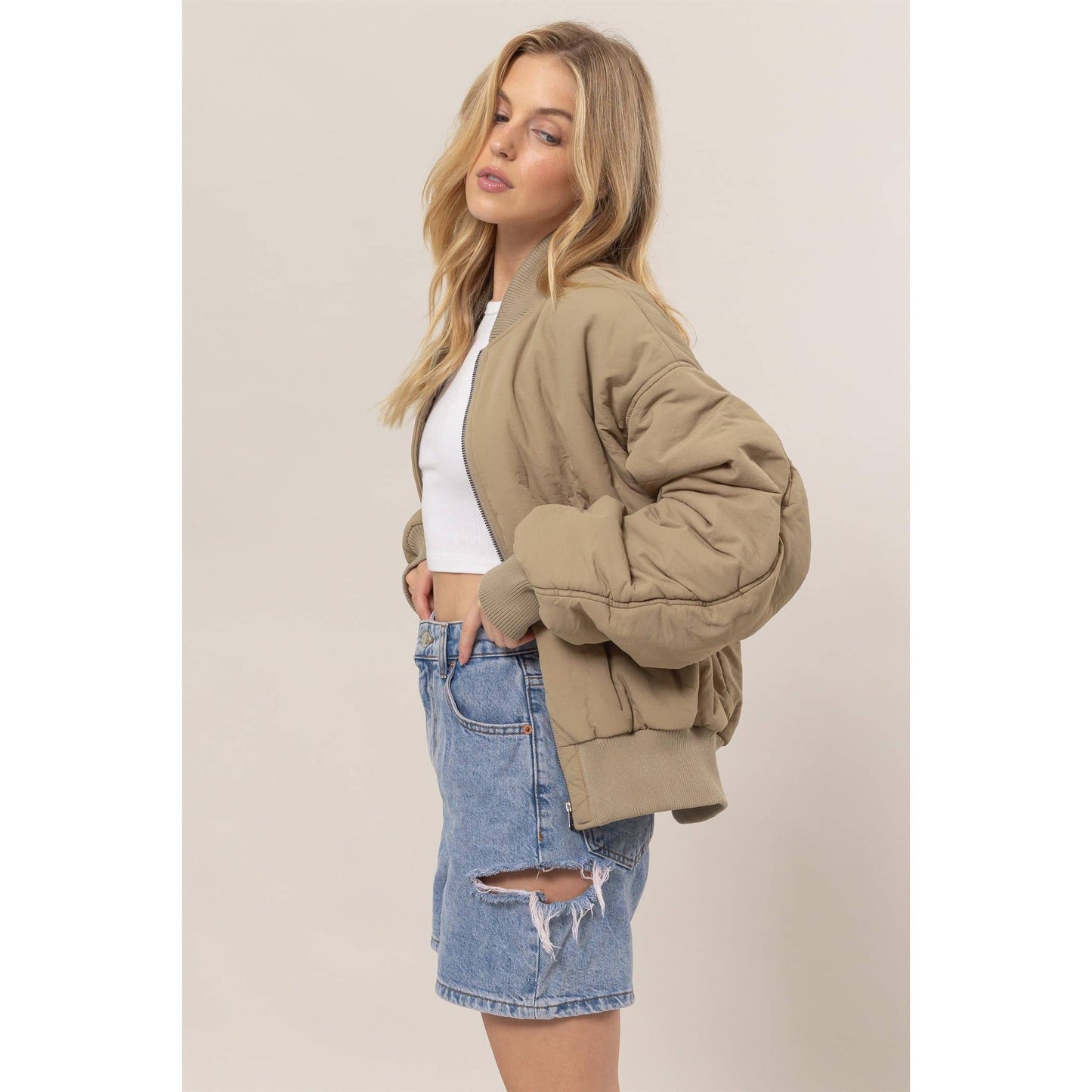 Oversized Bomber Puffer Jacket