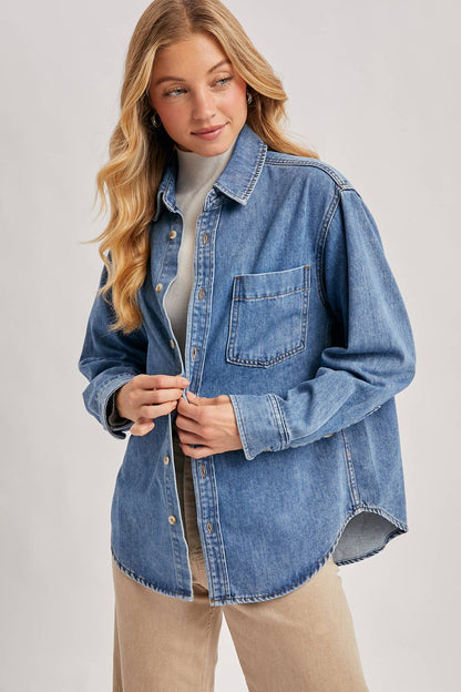 DENIM BUTTON DOWN OVERSIZED SHIRTS