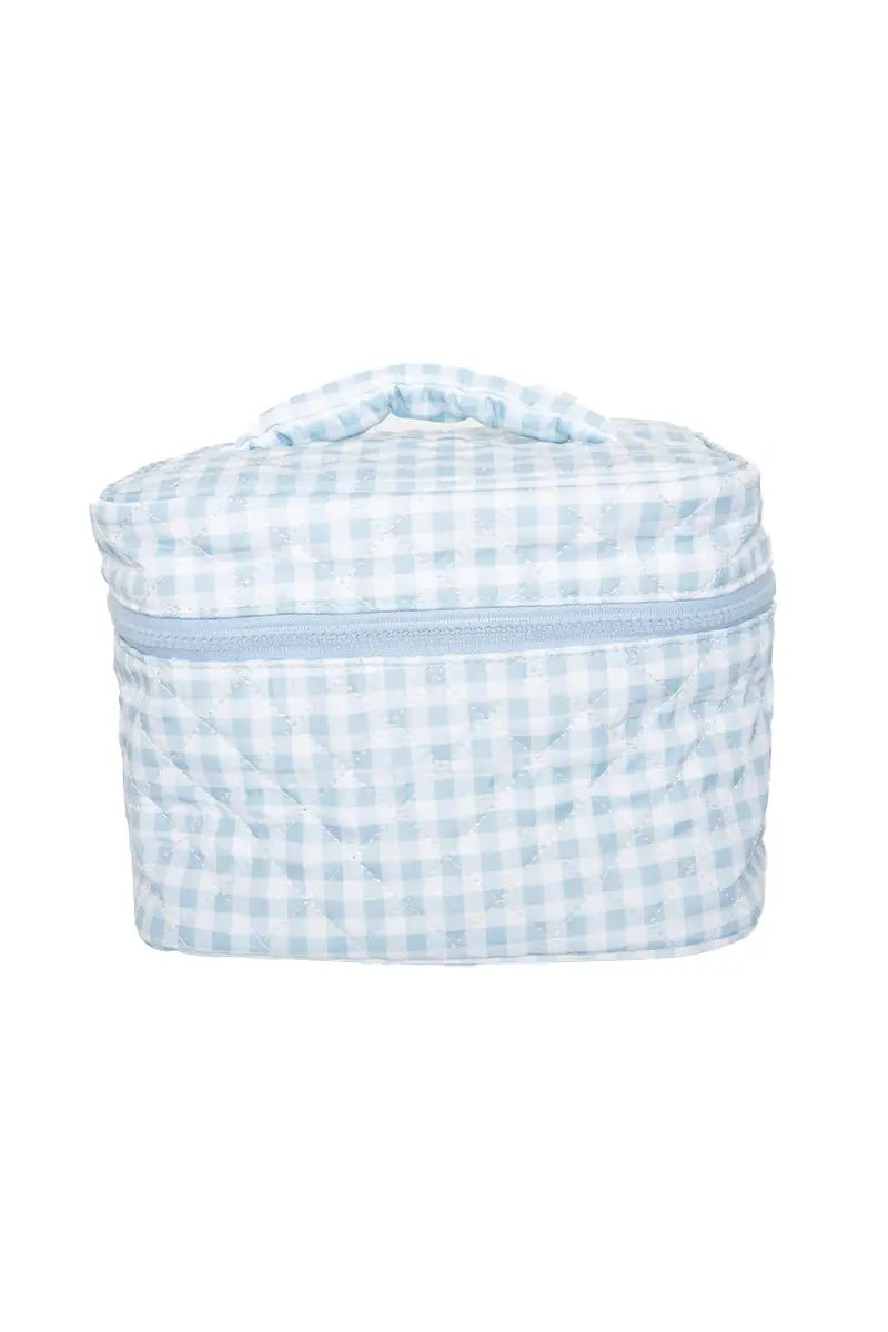 Light Blue Plaid Make Up Bag
