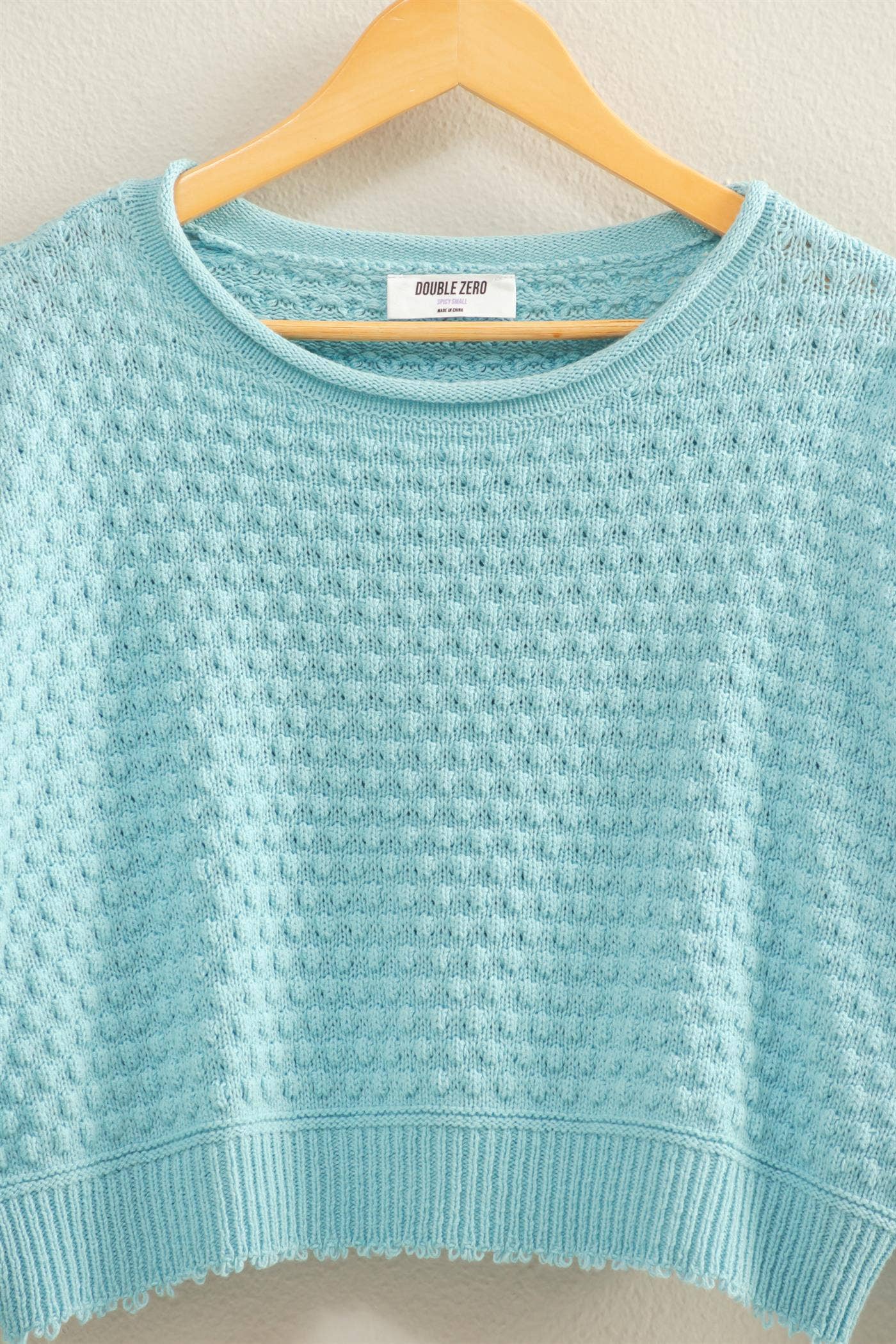 Textured Round Neck Long Sleeve Sweater