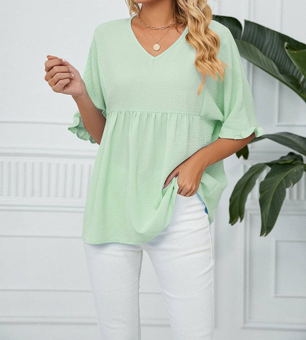 Textured Ruffled Gathered Top