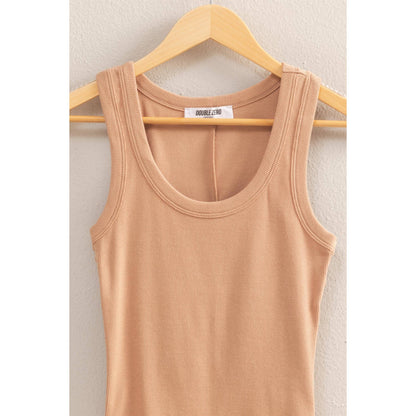 DZ25C448-Scoop Neck Ribbed Tank Top