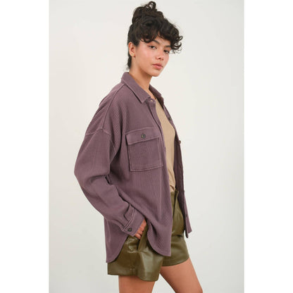 Waffle Oversized Button Up Shacket