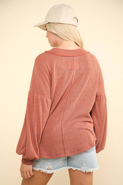 Otto Ribbed V-Neck Oversized Knit Top