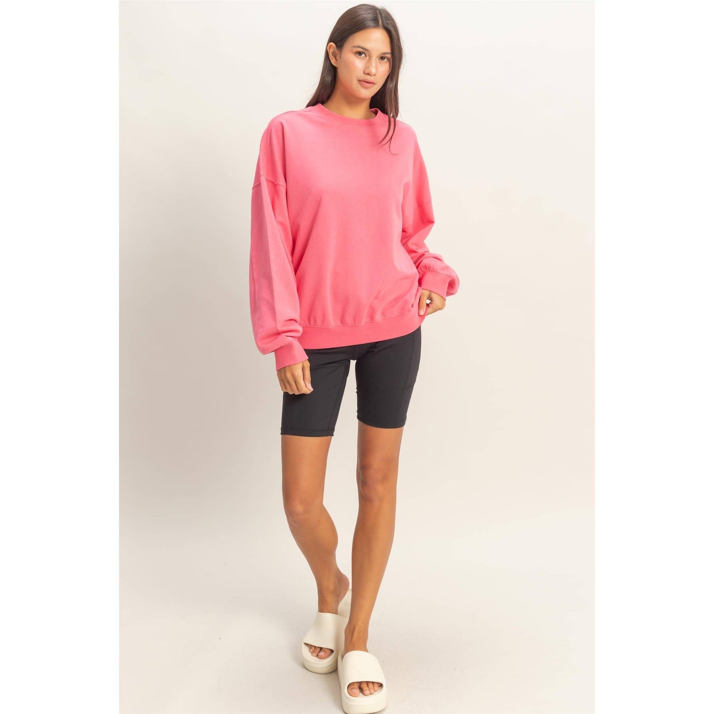 Ribbed Crew Neck Sweatshirt