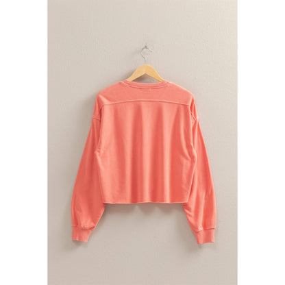 Mineral Washed Sweatshirt With Raw Hem