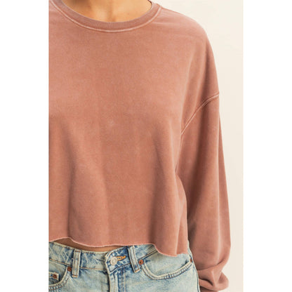 Mineral Washed Sweatshirt With Raw Hem