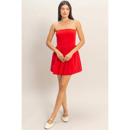 Strapless Flowy Mini Dress