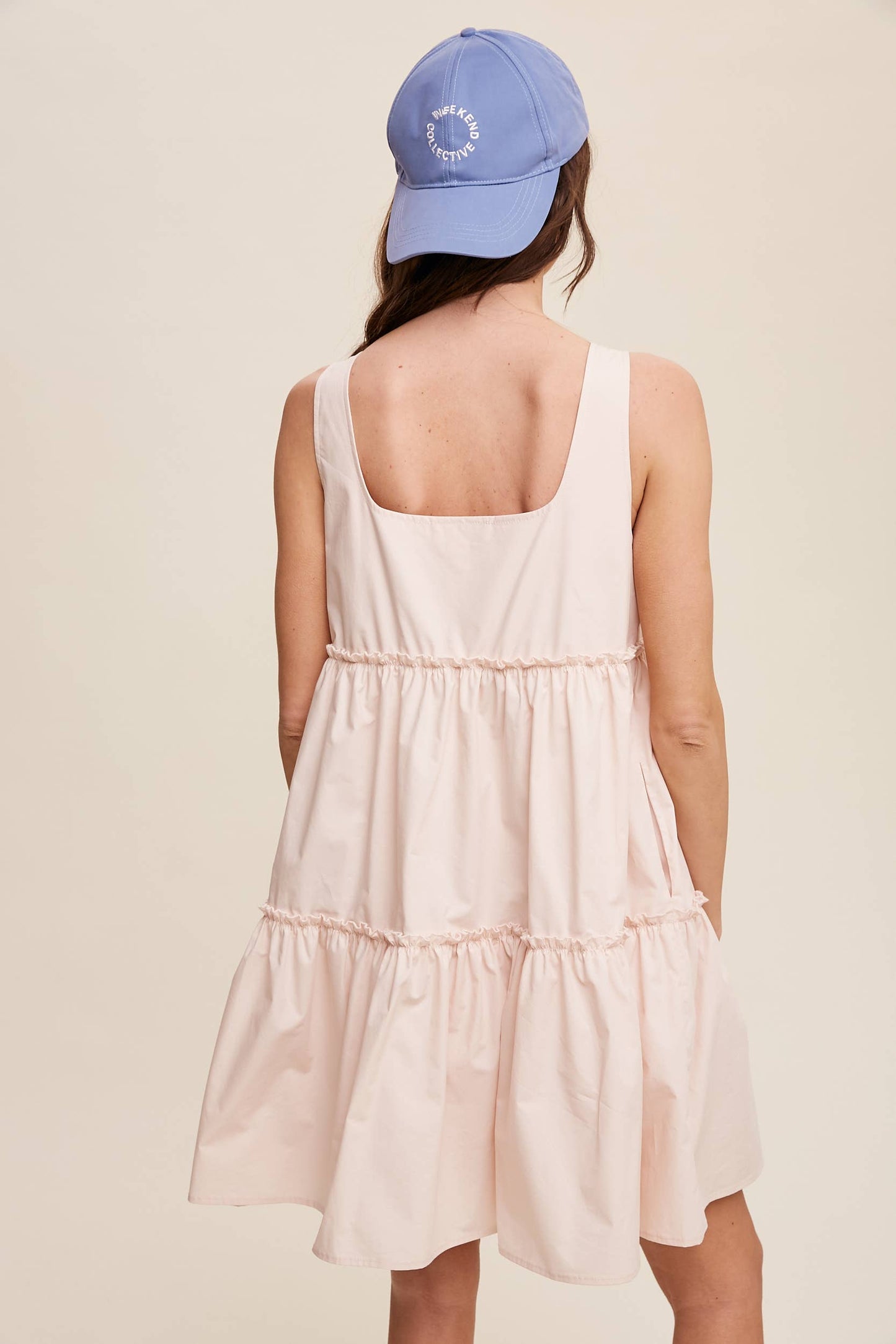 Tiered Square Neck Poplin Dress