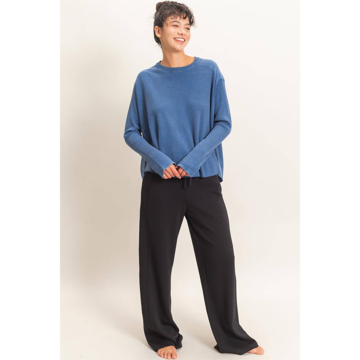 Oversized Mineral Washed Waffle Knit Top