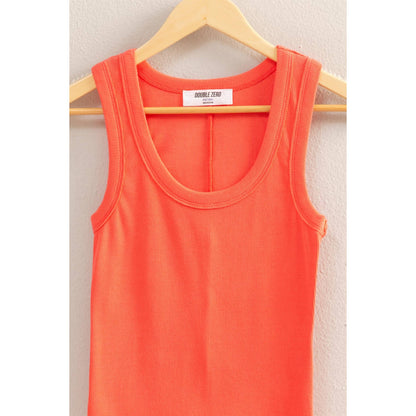 DZ25C448-Scoop Neck Ribbed Tank Top