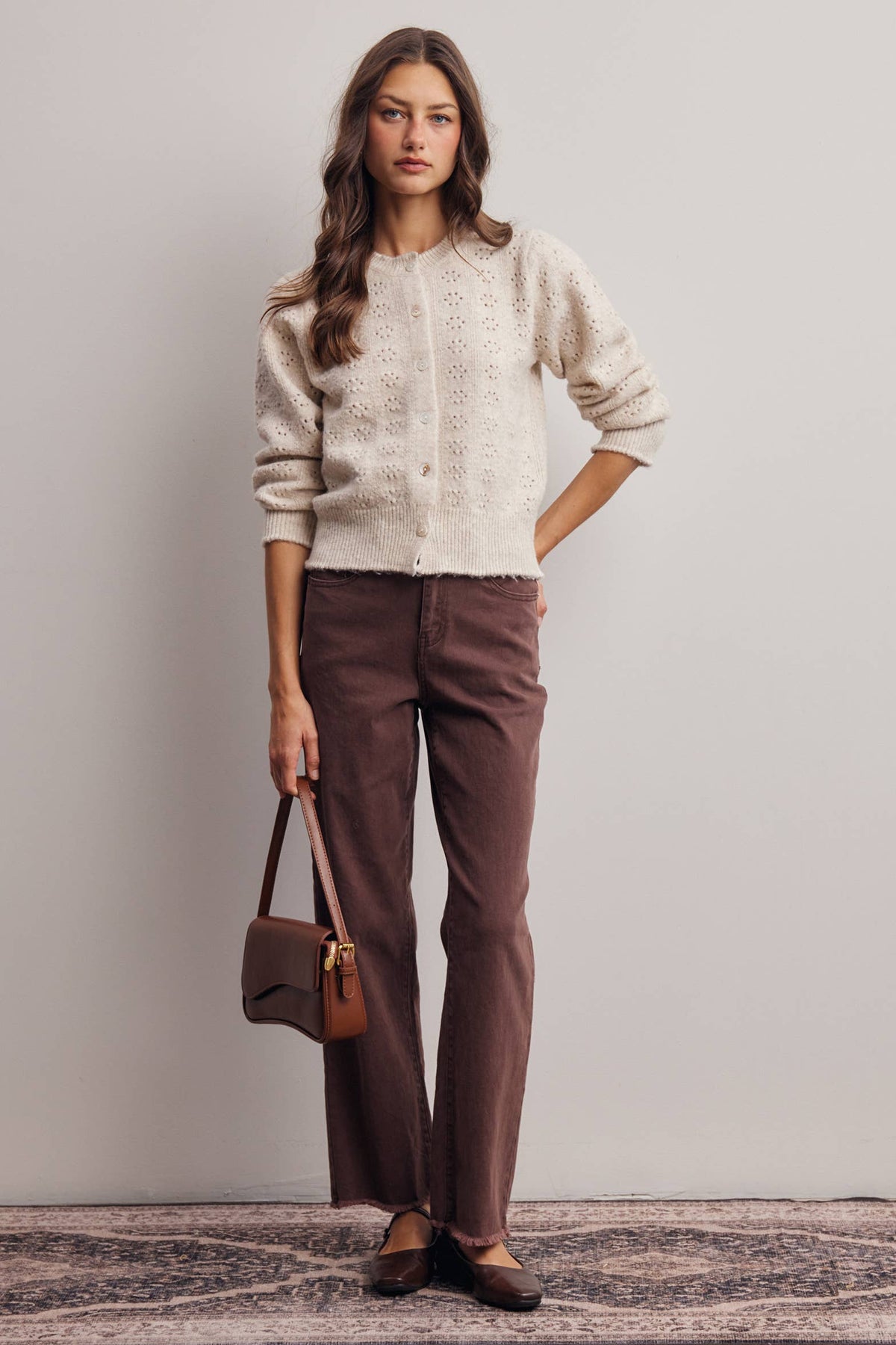 Pointelle Knit Button Cardigan FSW0069