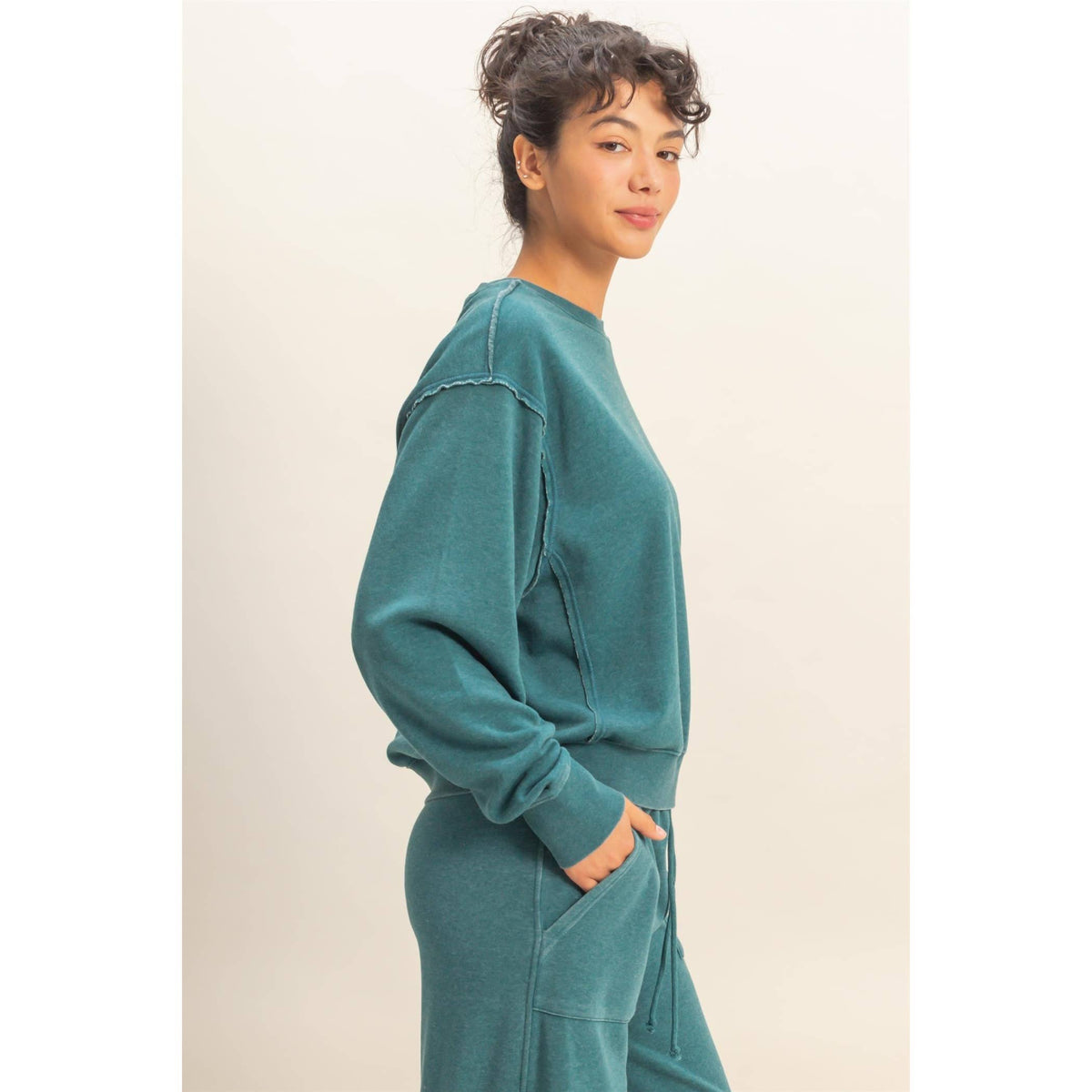Raw Edge Detail Burnout Sweatshirt