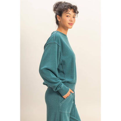 Raw Edge Detail Burnout Sweatshirt