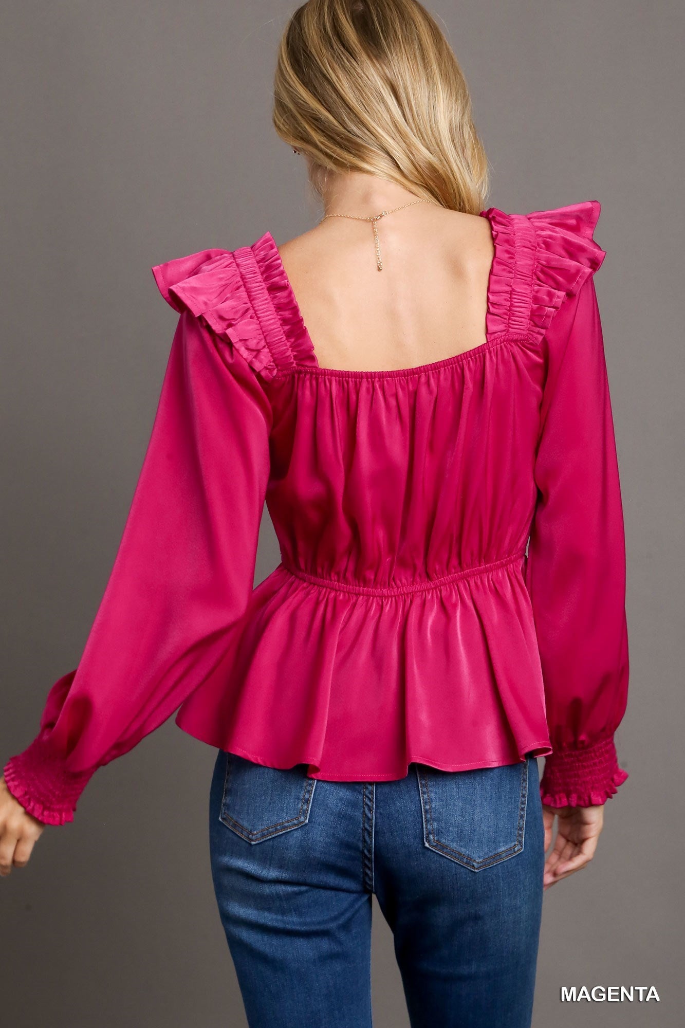 SATIN SMOCKED RUFFLE