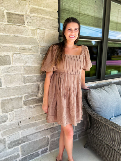 COTTON BOX PLEAT MINI DRESS