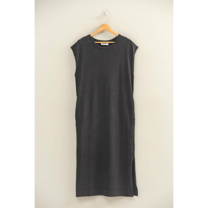 Mineral Wash Cap Sleeve Midi Dress