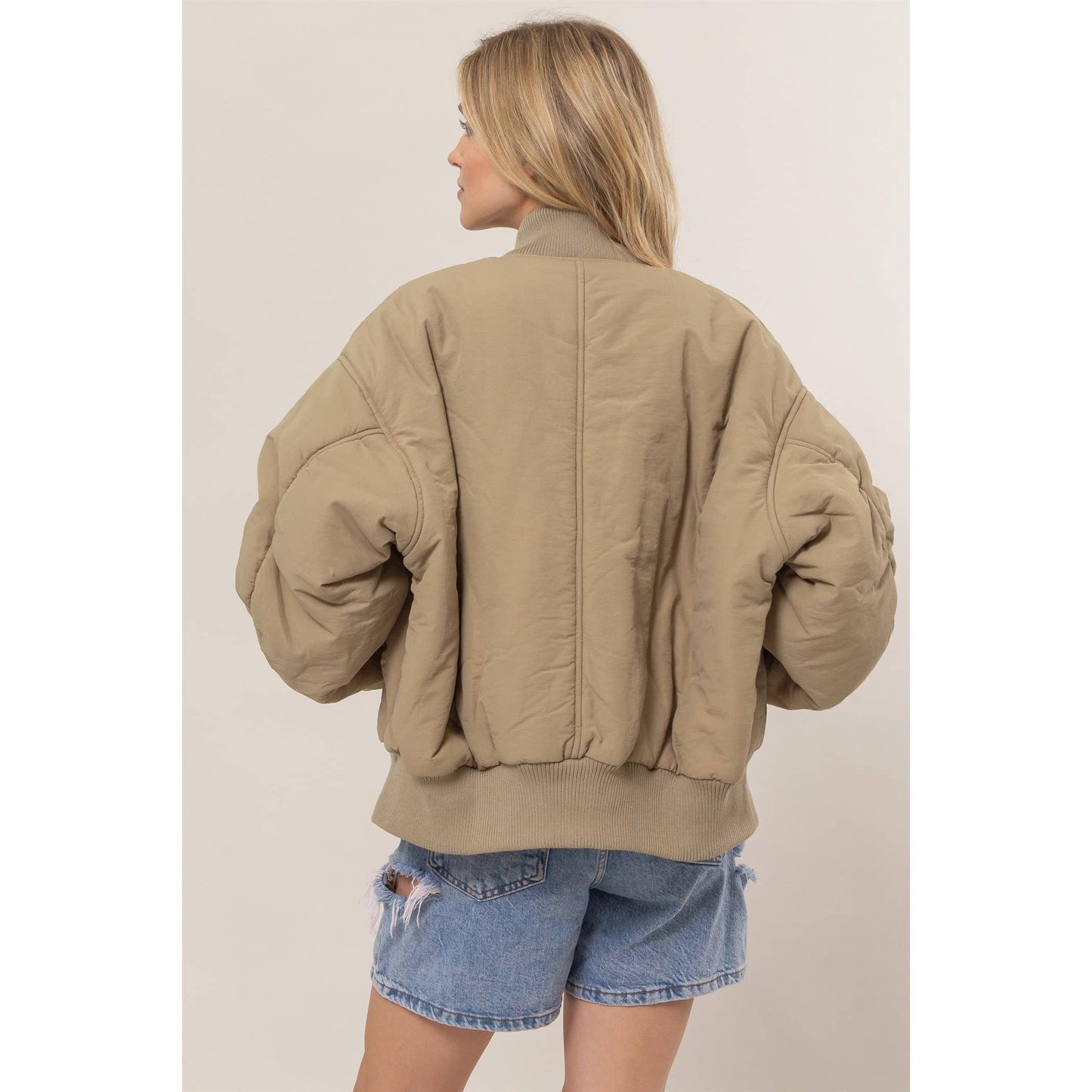 Oversized Bomber Puffer Jacket