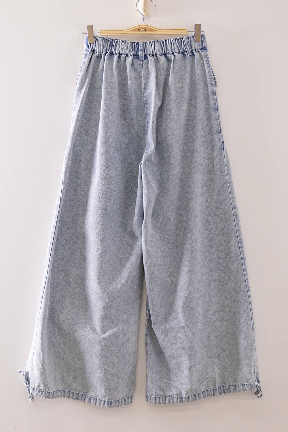 NP71154-Washed Denim Flap Pocket Wide Leg Pants