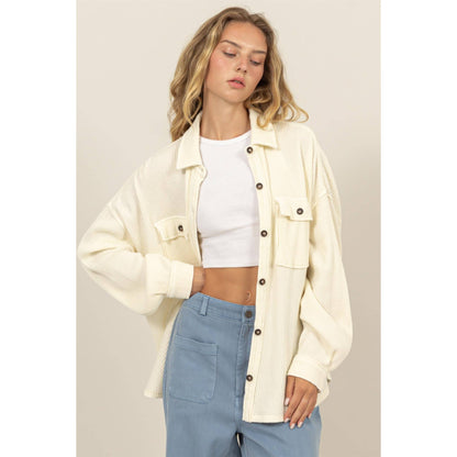 Waffle Oversized Button Up Shacket