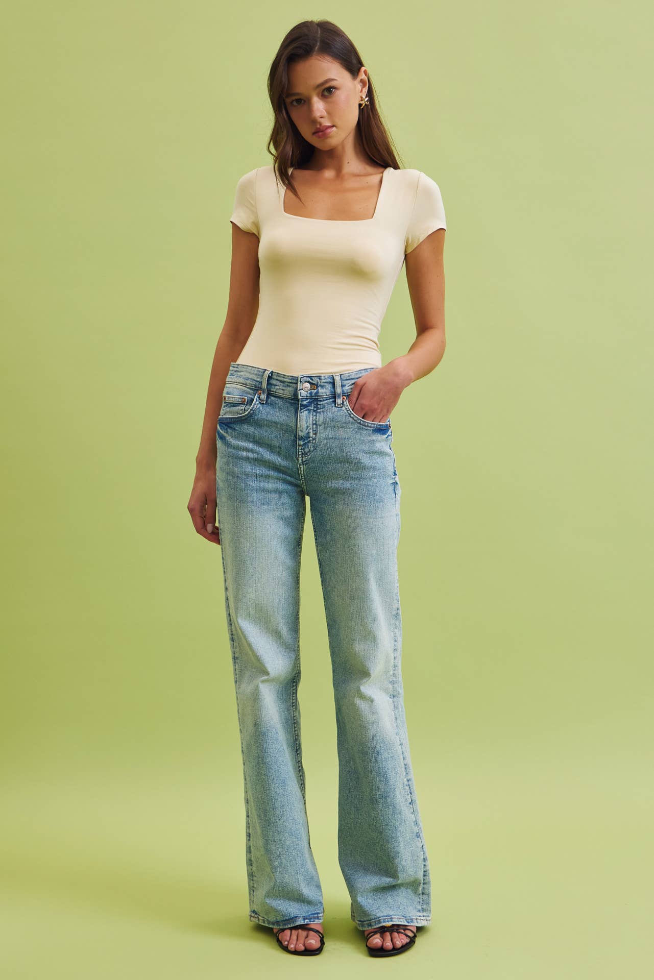 NEW SHADE[SOFT CORE] SQUARE NECK KNIT TEE