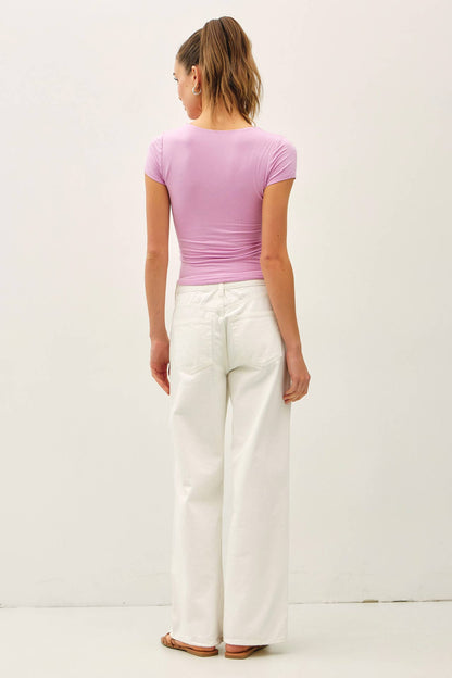 NEW SHADE[SOFT CORE] SQUARE NECK KNIT TEE