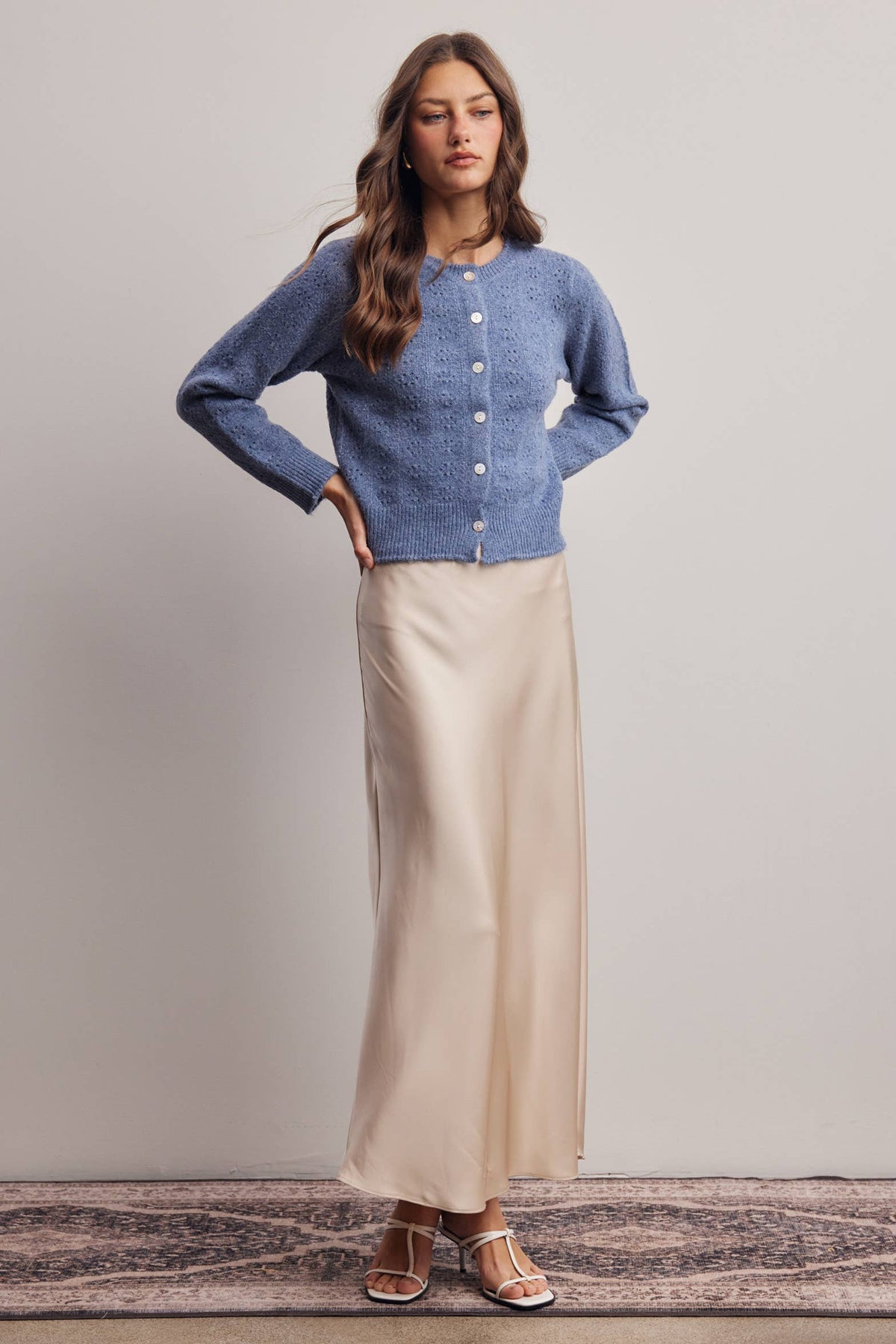 Pointelle Knit Button Cardigan FSW0069