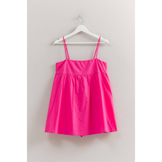 Poplin Spaghetti Straps Flowy Romper Dress