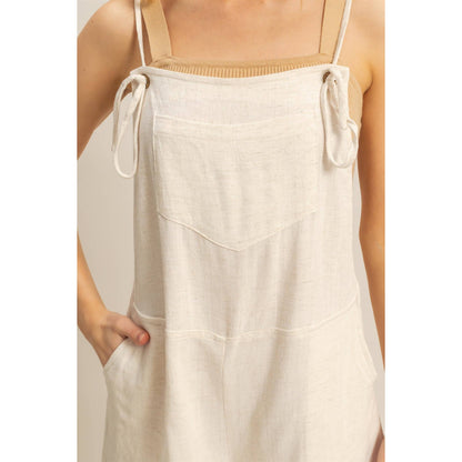 HF25C823-Rayon Linen Self Tie Straps Romper