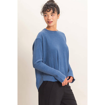 Oversized Mineral Washed Waffle Knit Top