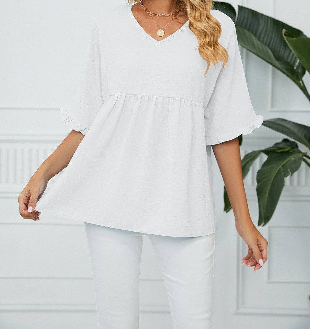 Textured Ruffled Gathered Top