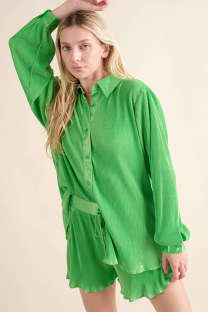 Accordian Blouse Short Lounge Set