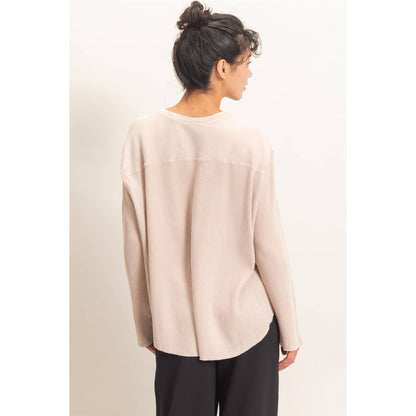 Oversized Mineral Washed Waffle Knit Top